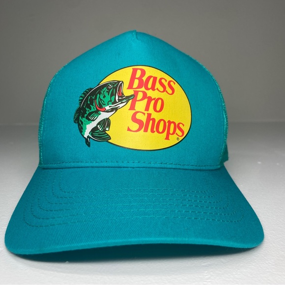 Bass Pro Shops Trucker Hat Trucker Fishing Mesh Cap Snapback Aqua Blue One Size - Picture 2 of 14